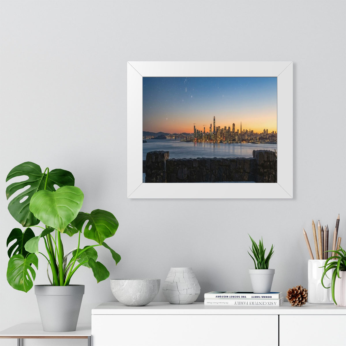 Sunset City Skyline — Framed Photo Poster