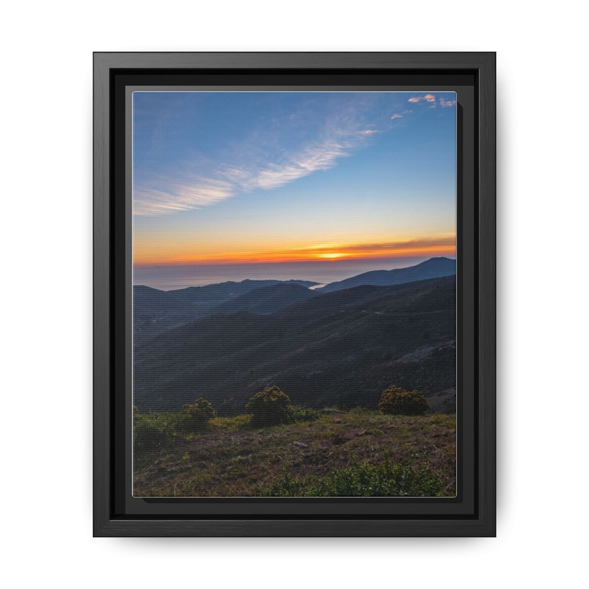Sunset Mountain — Framed Matte Canvas Print