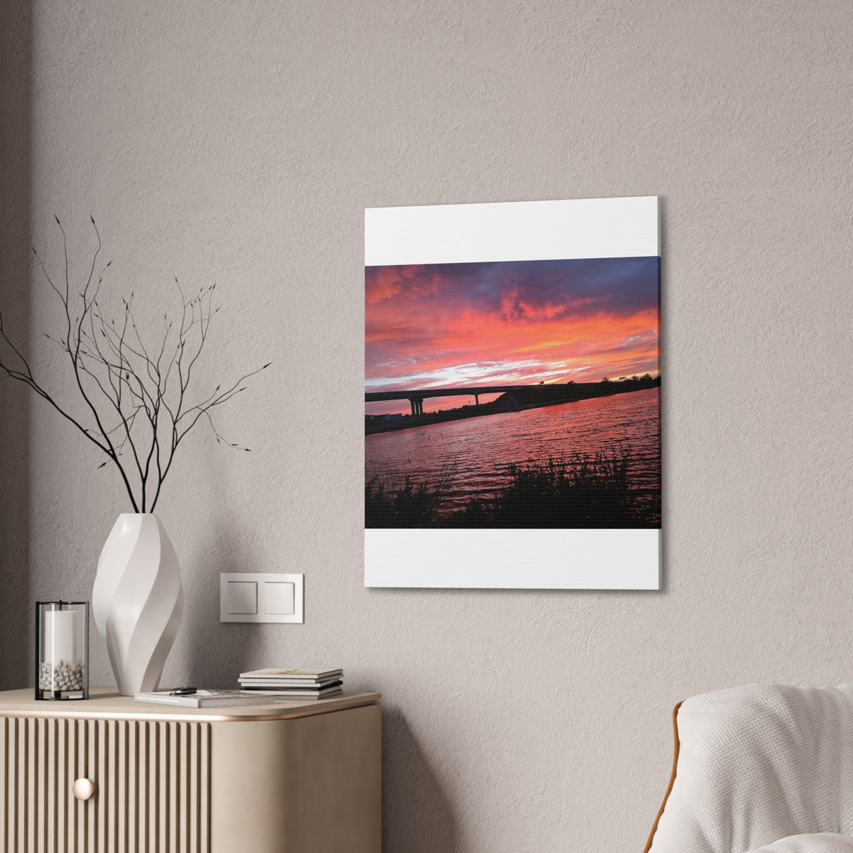 Sunset Bridge — Stretched Canvas Print