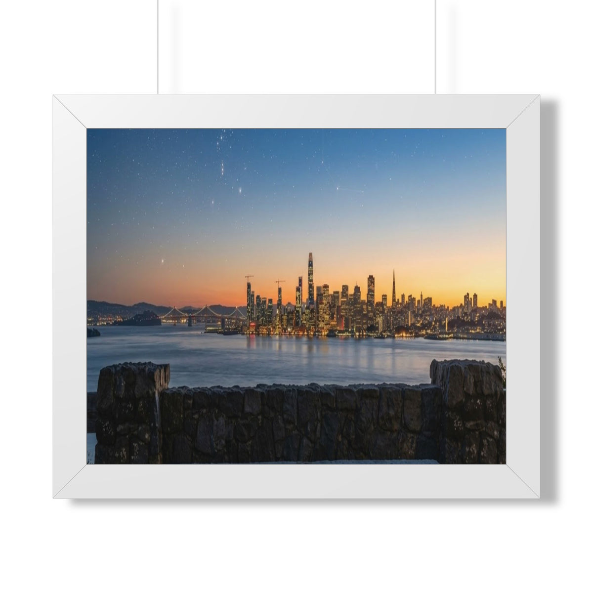 Sunset City Skyline — Framed Photo Poster