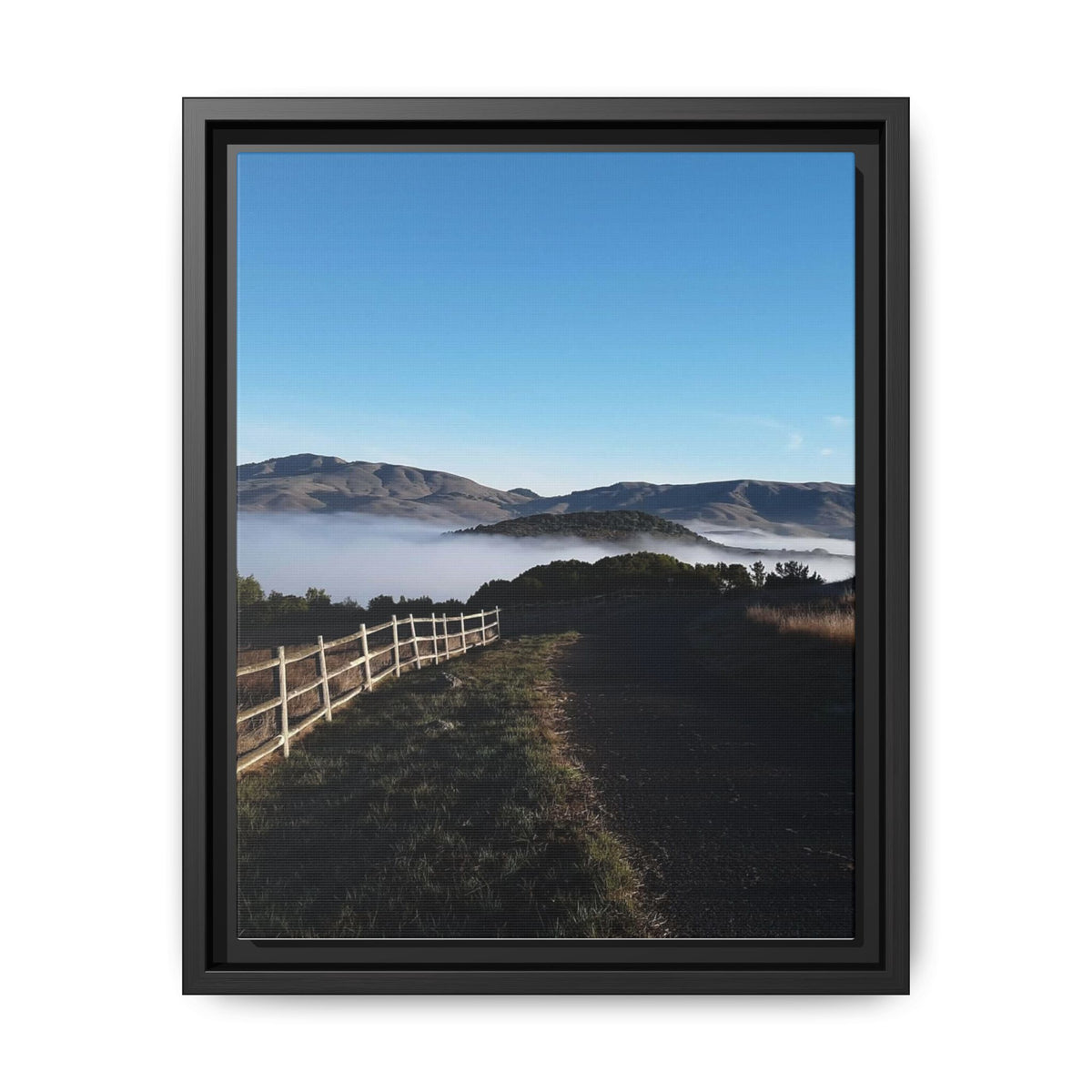 Coastal Fog Path — Framed Matte Canvas Print