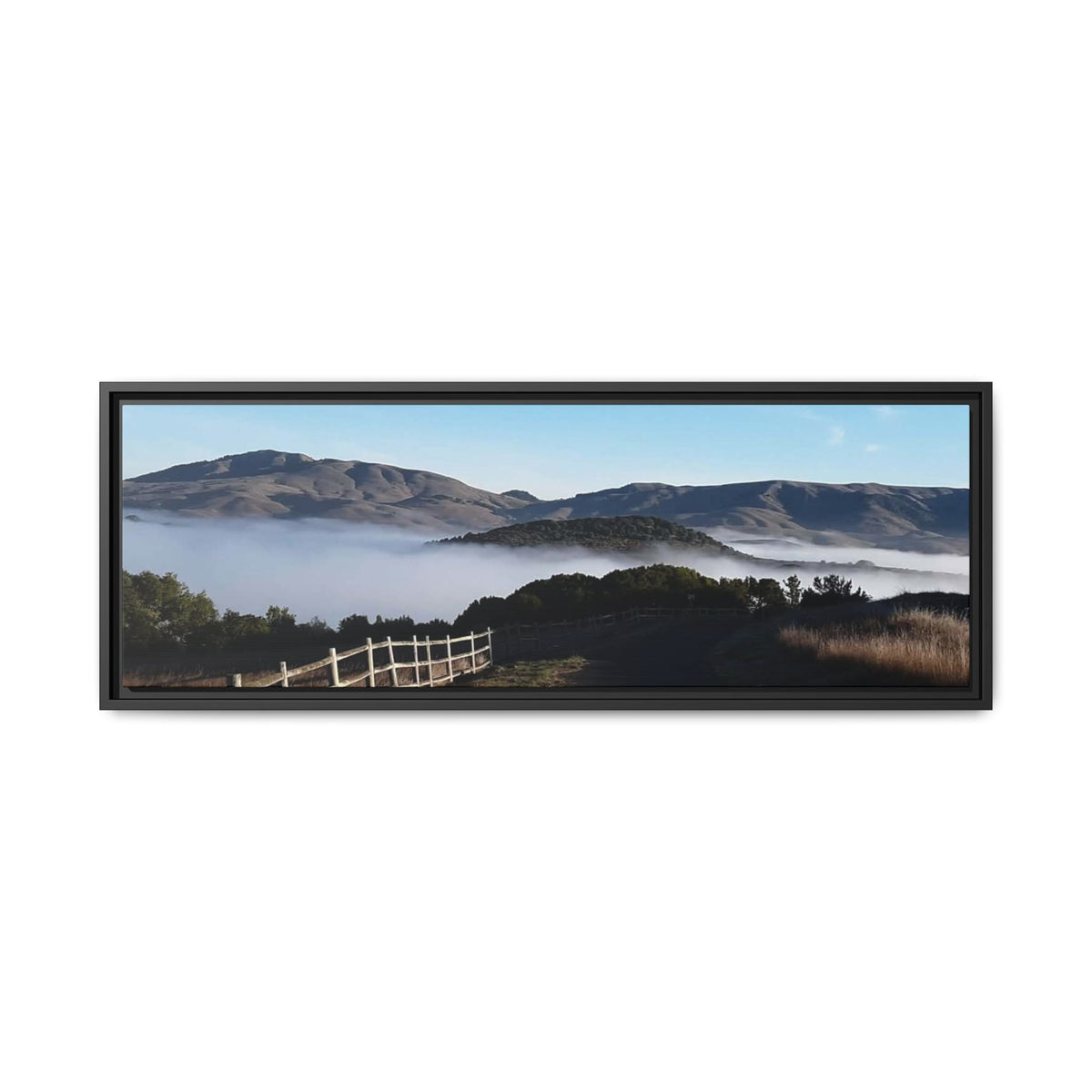 Coastal Fog Path — Framed Matte Canvas Print