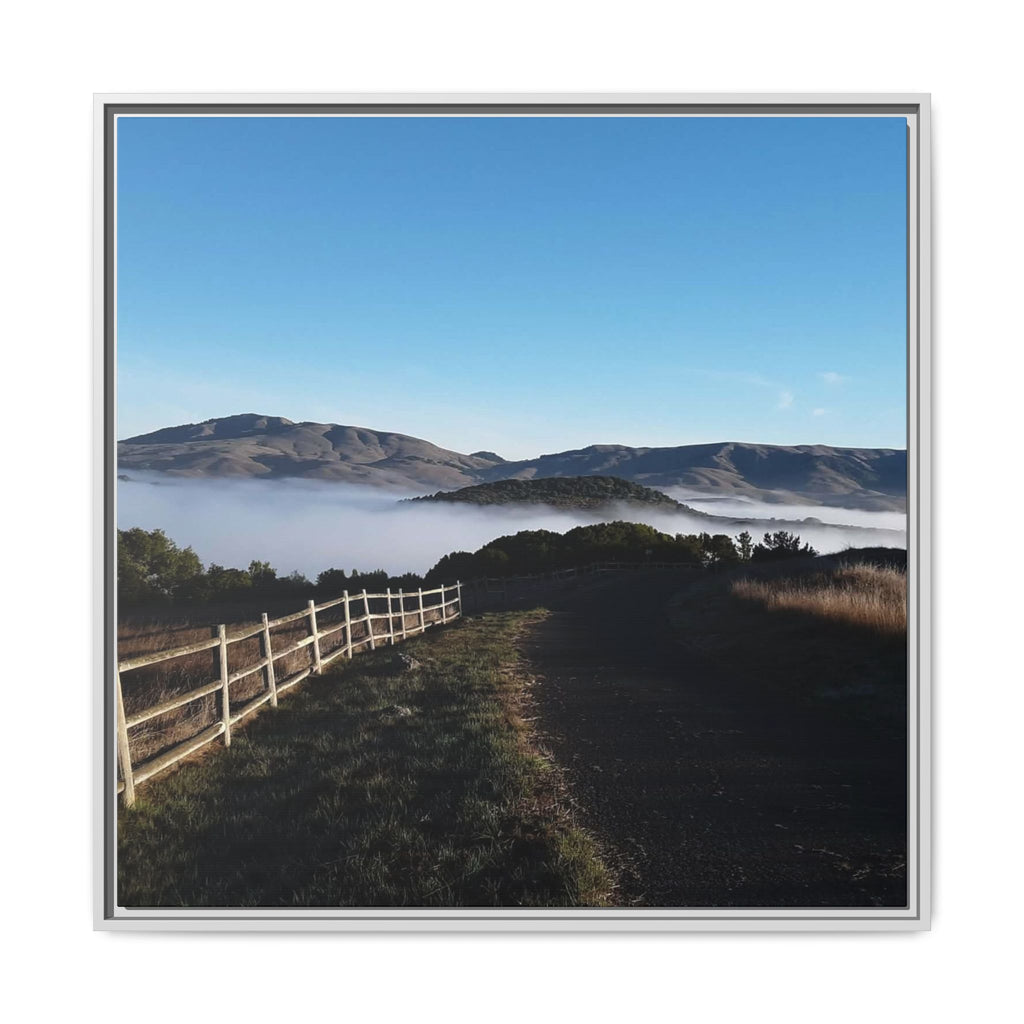 Coastal Fog Path — Framed Matte Canvas Print