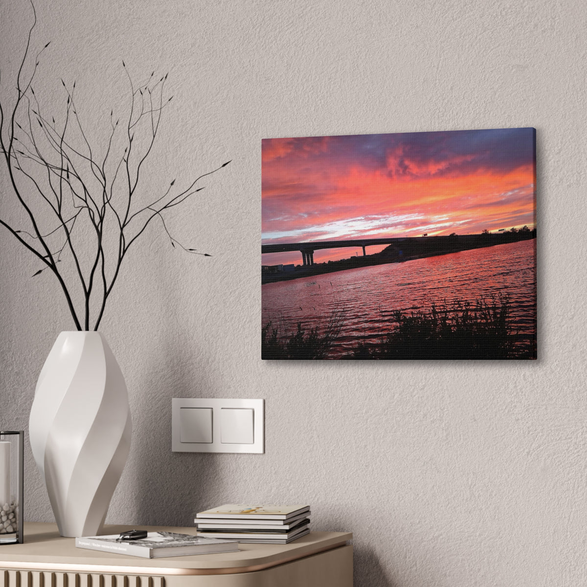 Sunset Bridge — Stretched Canvas Print