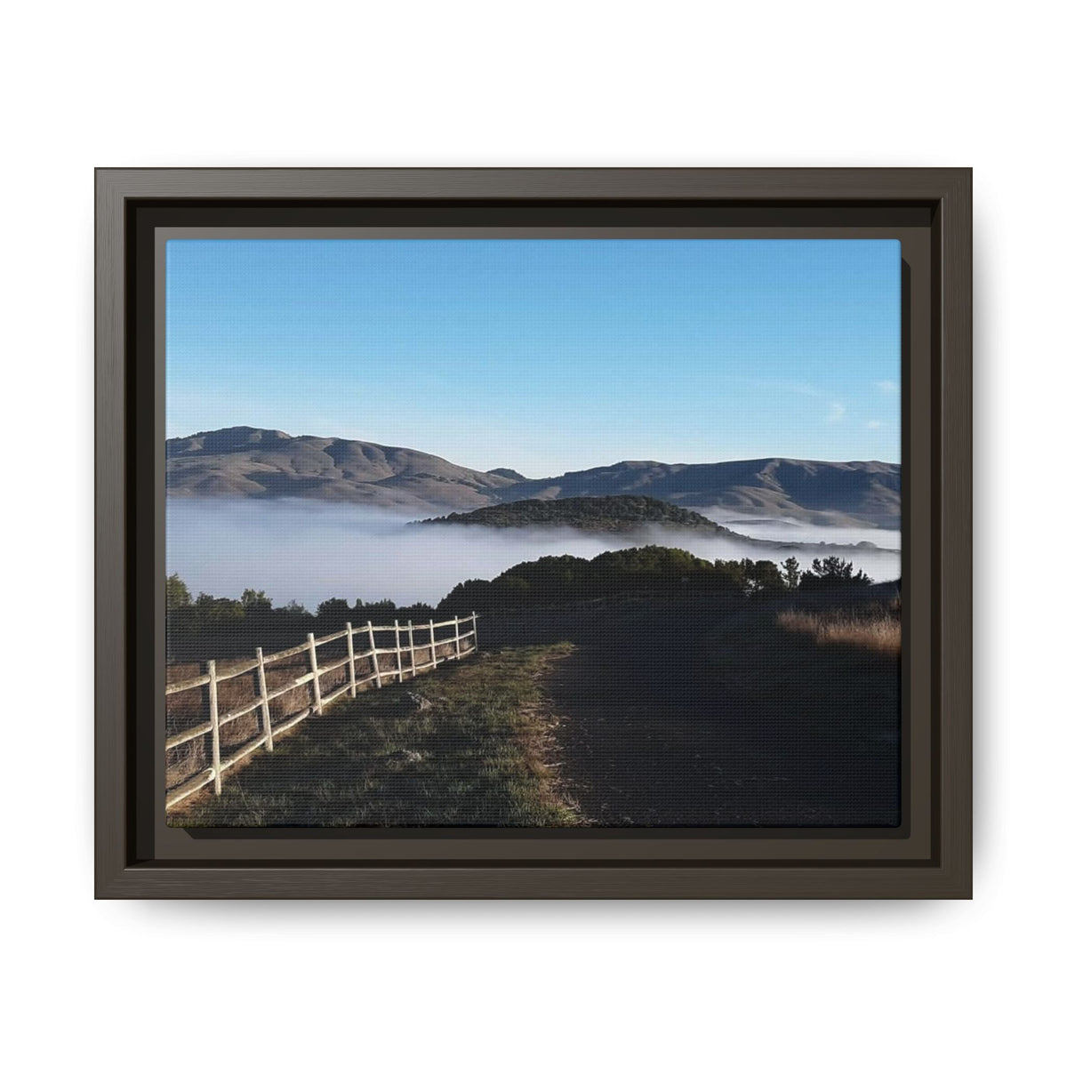 Coastal Fog Path — Framed Matte Canvas Print
