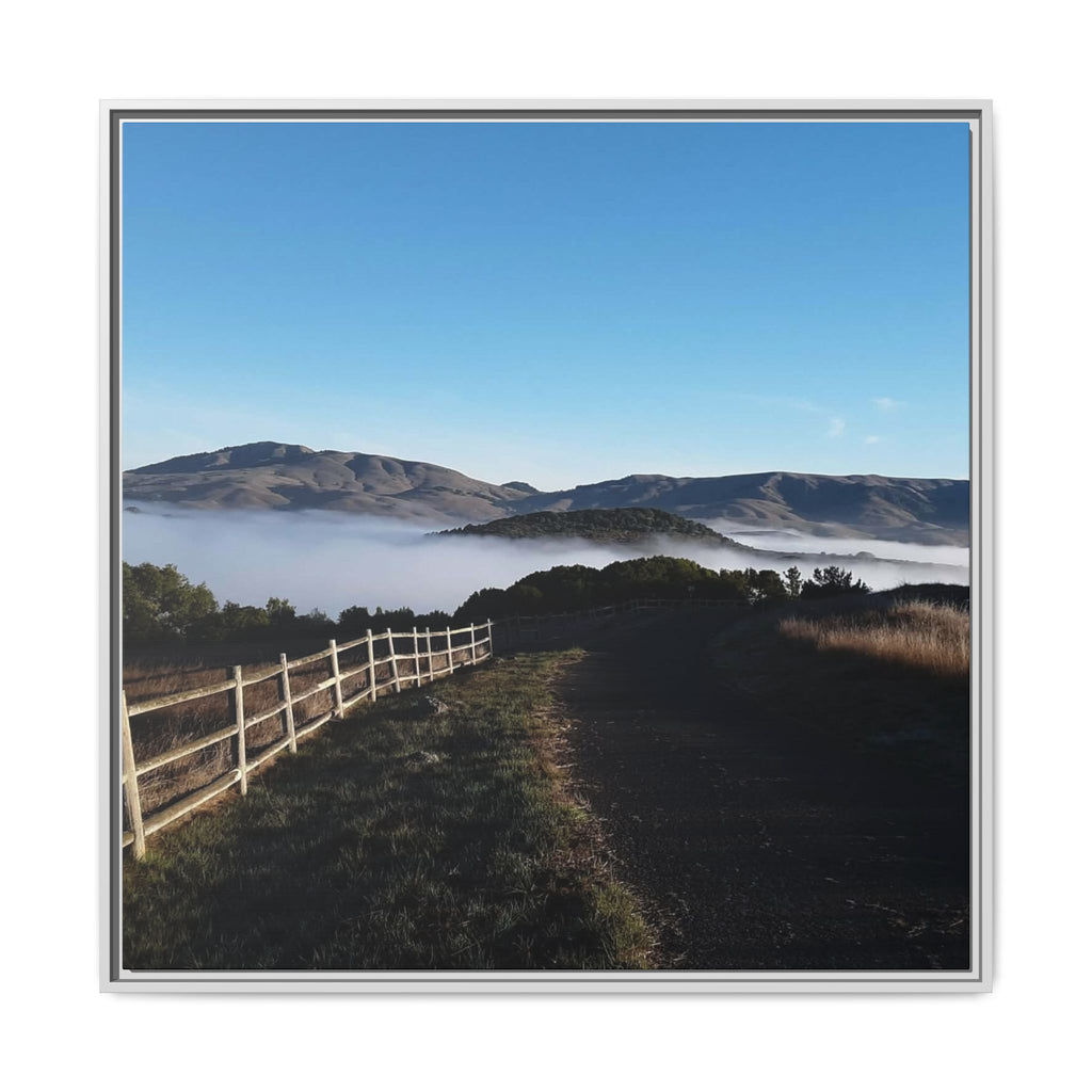 Coastal Fog Path — Framed Matte Canvas Print