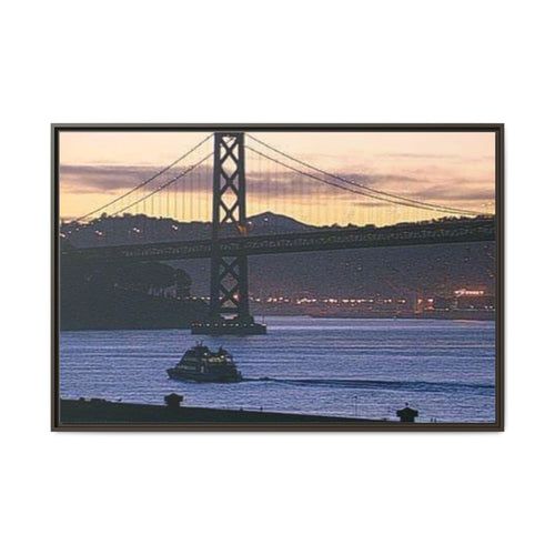Bay Bridge Sunset — Framed Matte Canvas Print