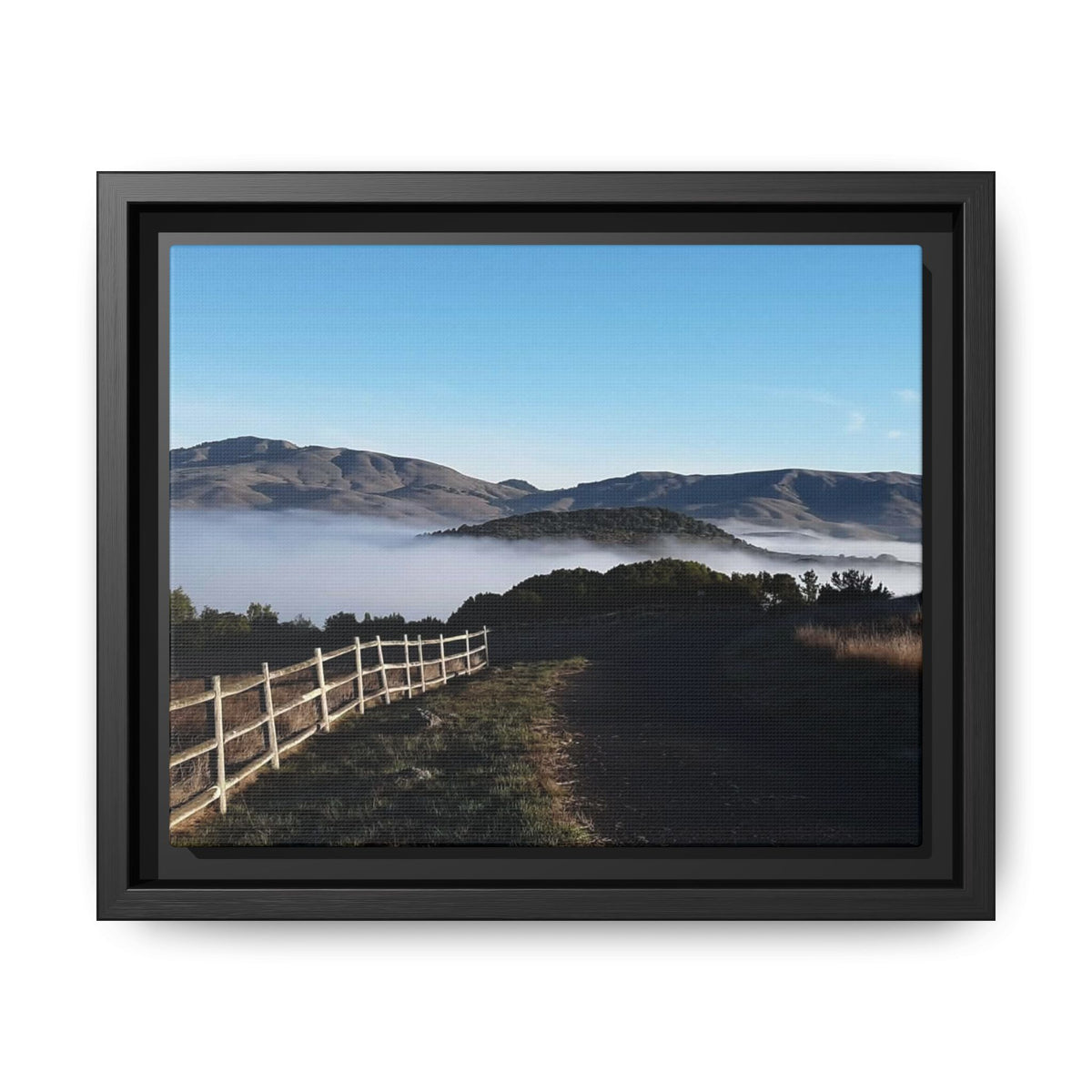 Coastal Fog Path — Framed Matte Canvas Print