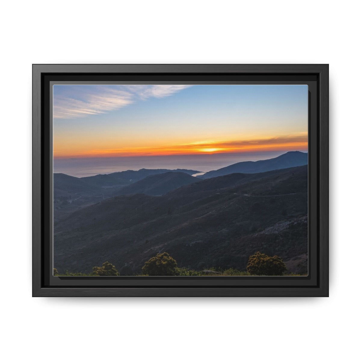 Sunset Mountain — Framed Matte Canvas Print