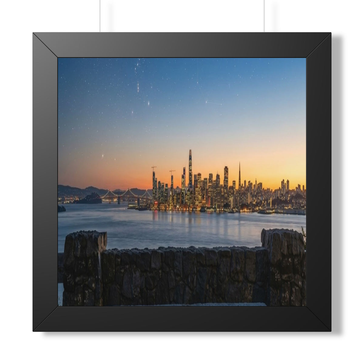 Sunset City Skyline — Framed Photo Poster