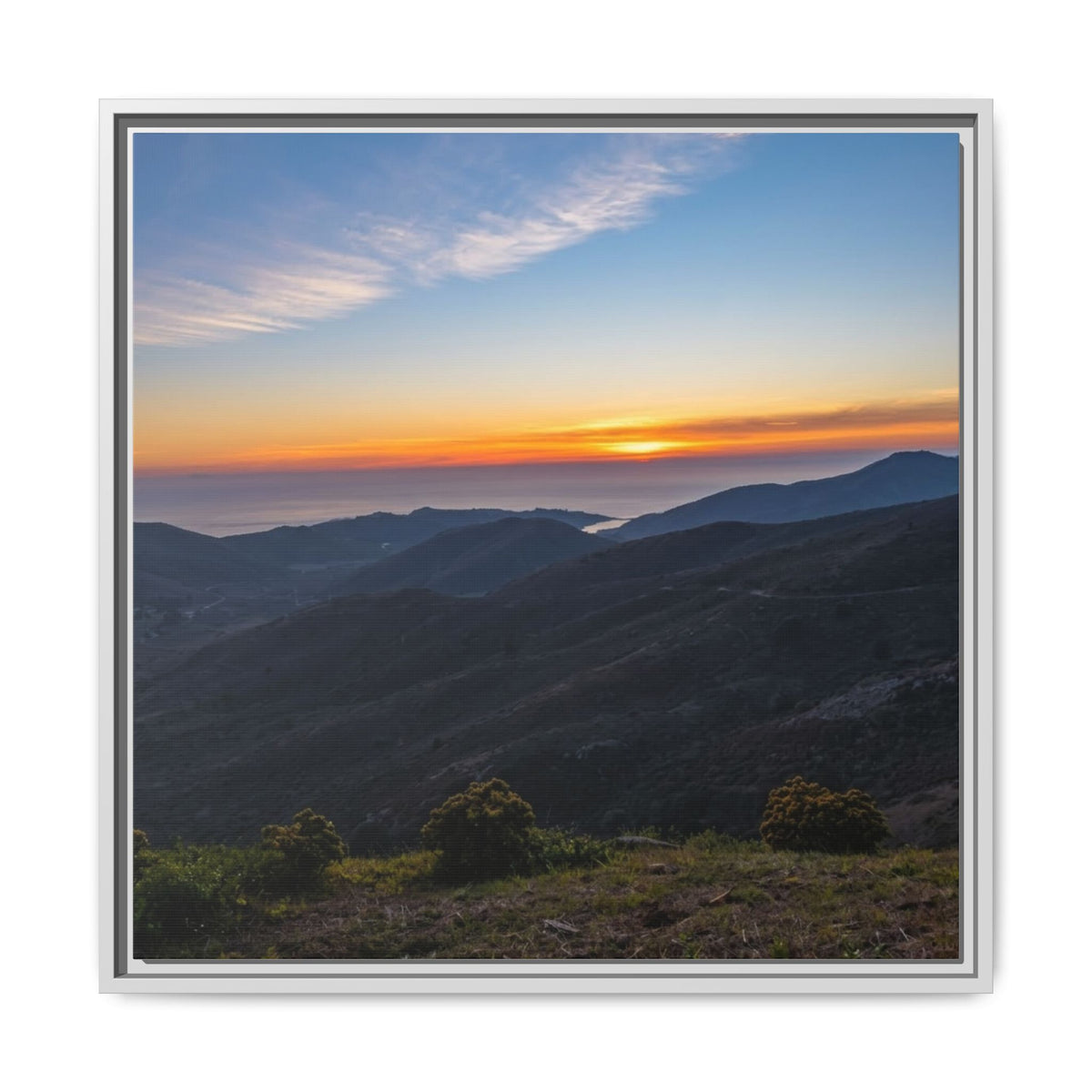 Sunset Mountain — Framed Matte Canvas Print