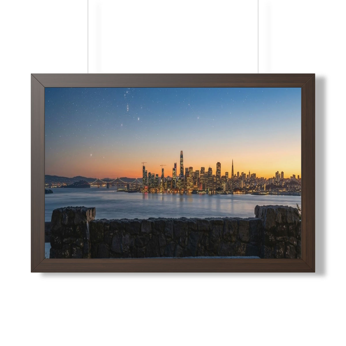 Sunset City Skyline — Framed Photo Poster