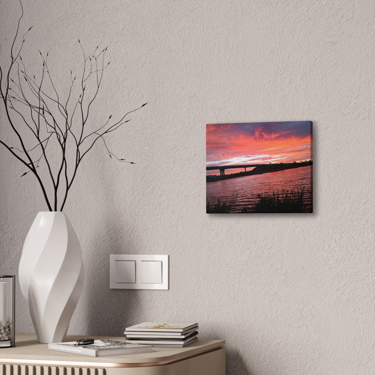 Sunset Bridge — Stretched Canvas Print