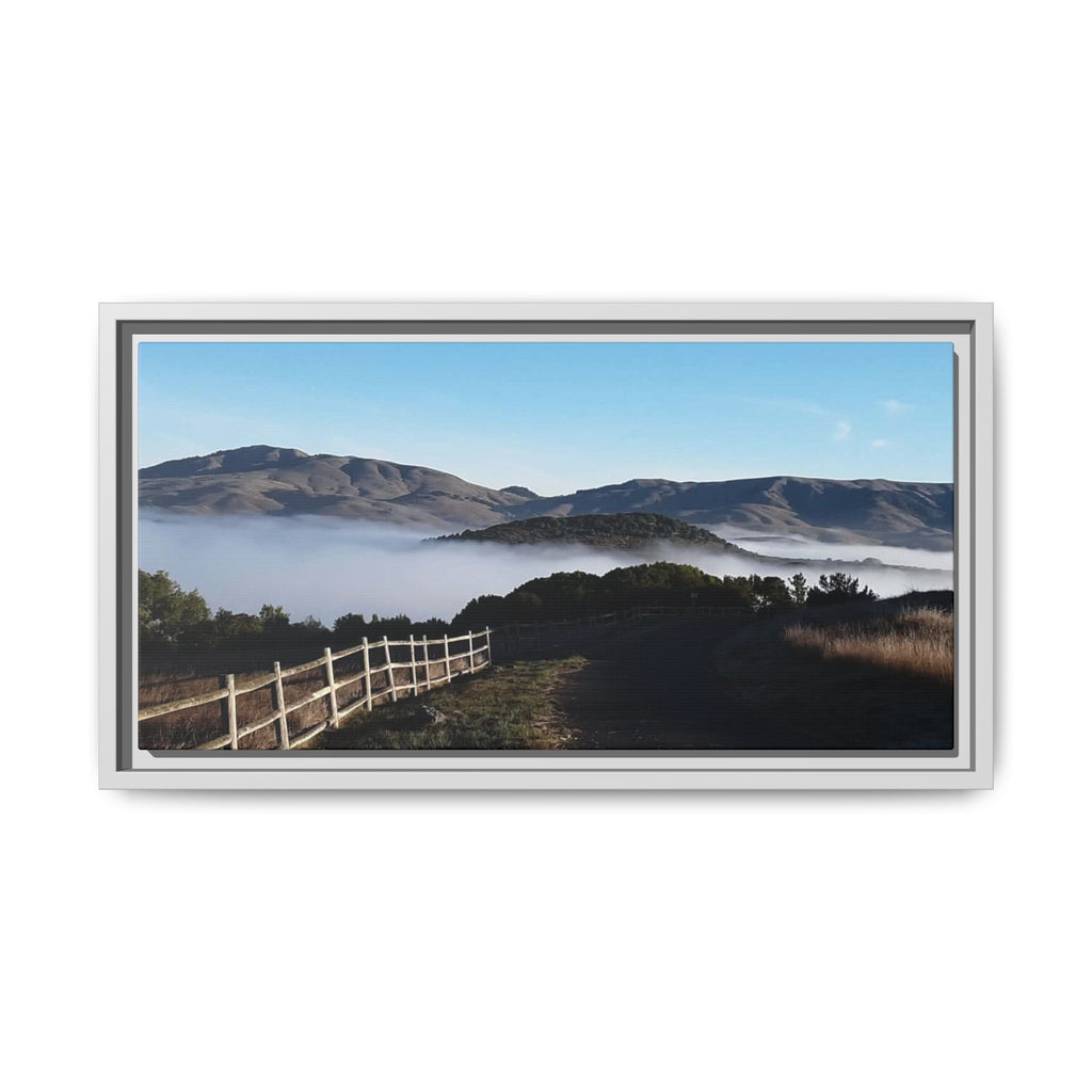 Coastal Fog Path — Framed Matte Canvas Print
