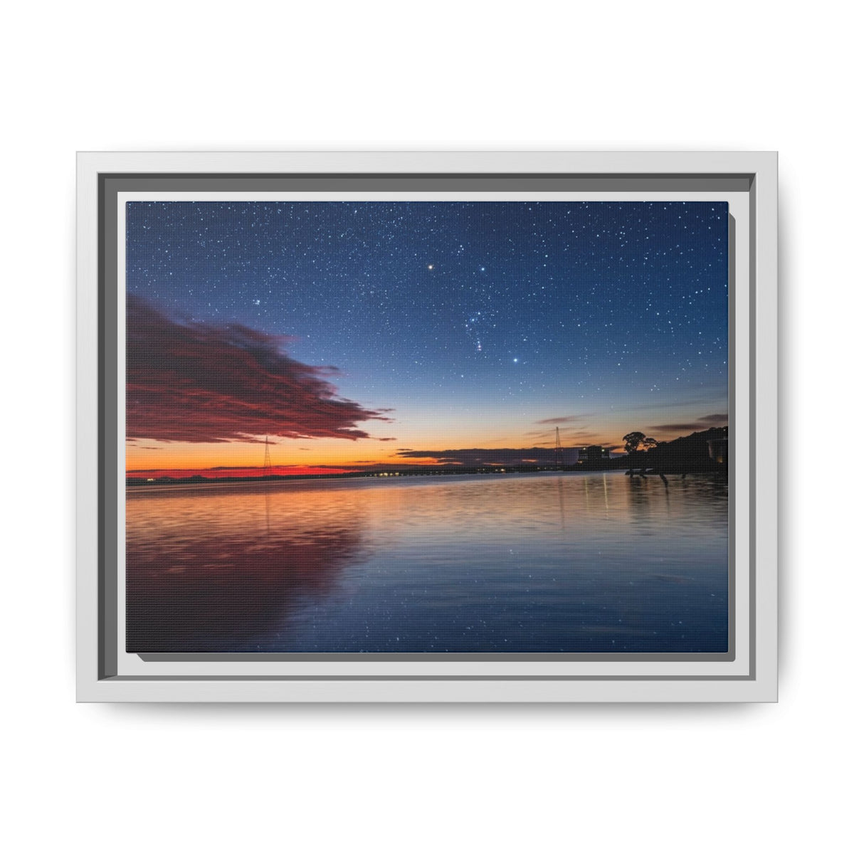 Sunset Lake — Framed Matte Canvas Print