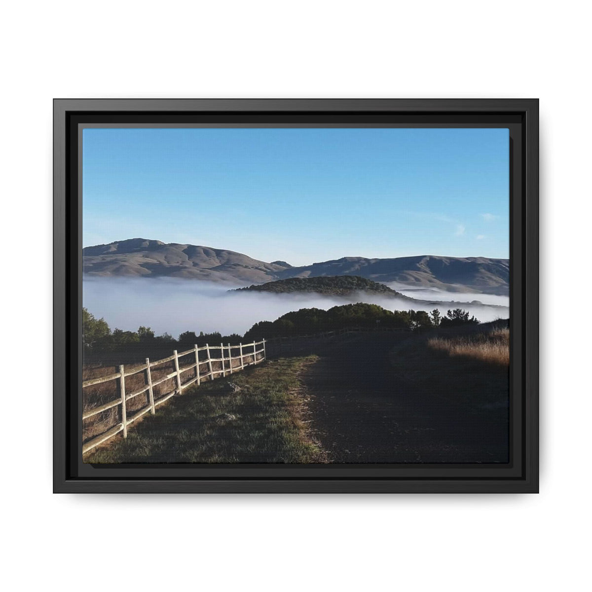 Coastal Fog Path — Framed Matte Canvas Print