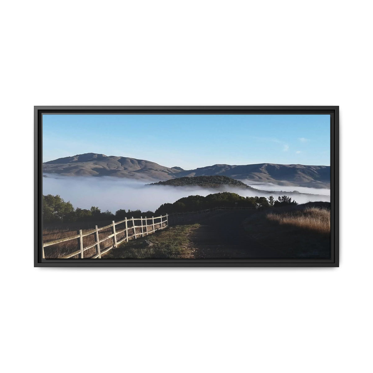 Coastal Fog Path — Framed Matte Canvas Print