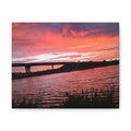 Colorful sunset bridge landscape stretched canvas print by Jenn Mallow