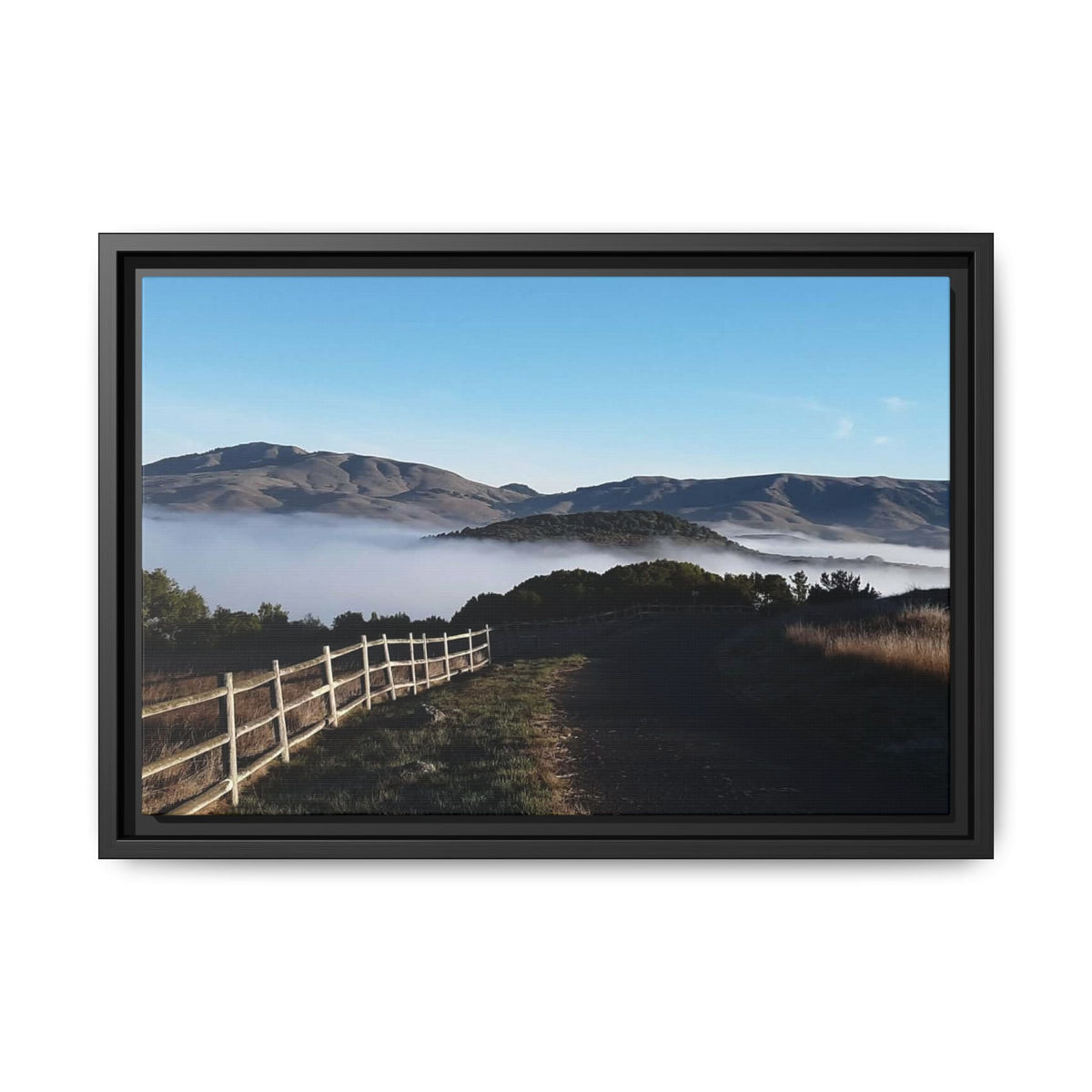 Coastal Fog Path — Framed Matte Canvas Print